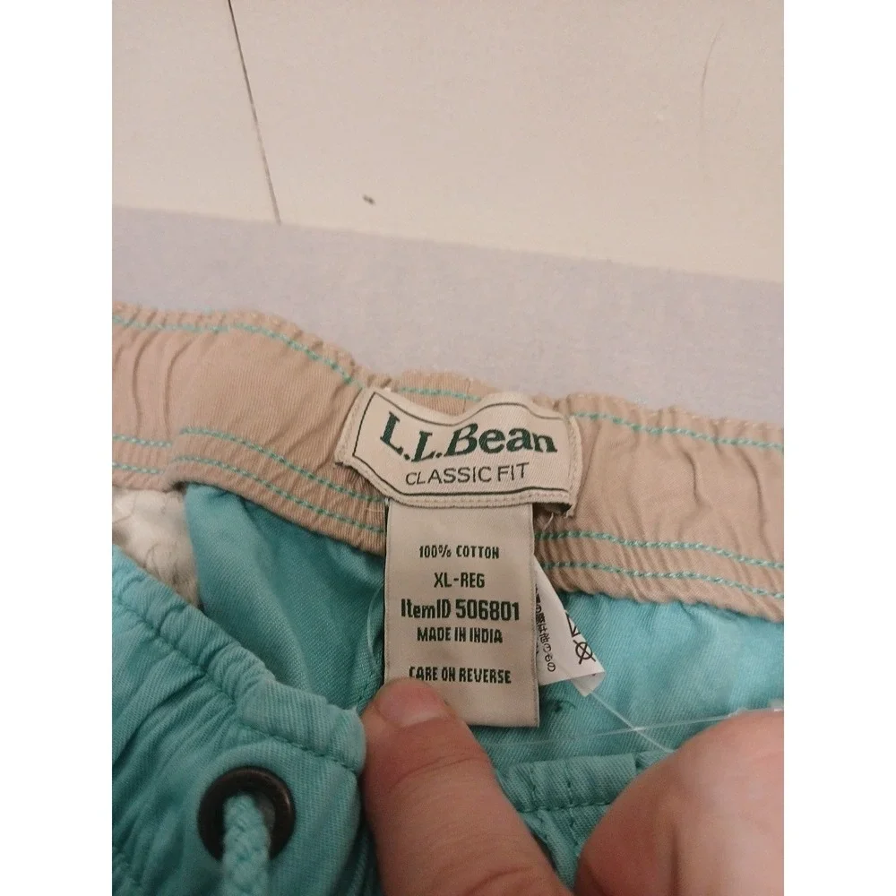 L.L.Bean Dock Short Mens XL  Cotton Twill Elastic Waist Sea Blue New With Tags!!